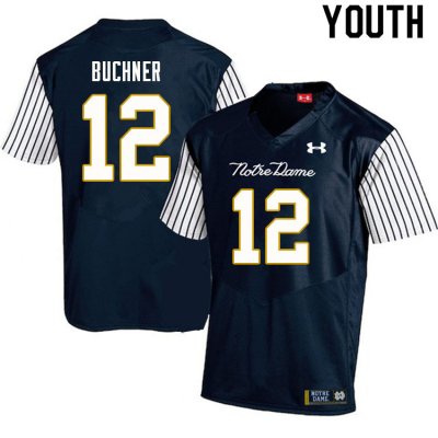 Notre Dame Fighting Irish Youth Tyler Buchner #12 Navy Under Armour Alternate Authentic Stitched College NCAA Football Jersey DPX3199SE